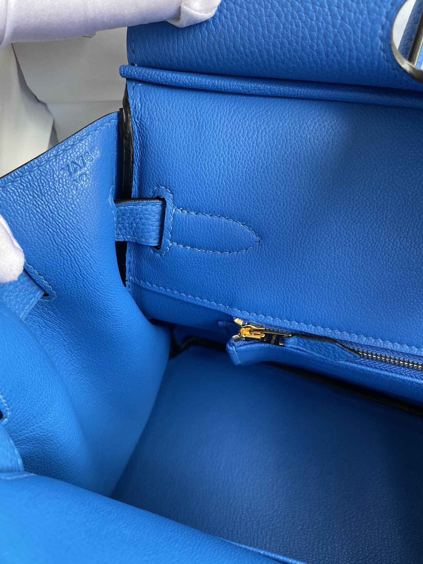 Hermes Birkin 30CM Togo Leather Handbag Blue Hydra